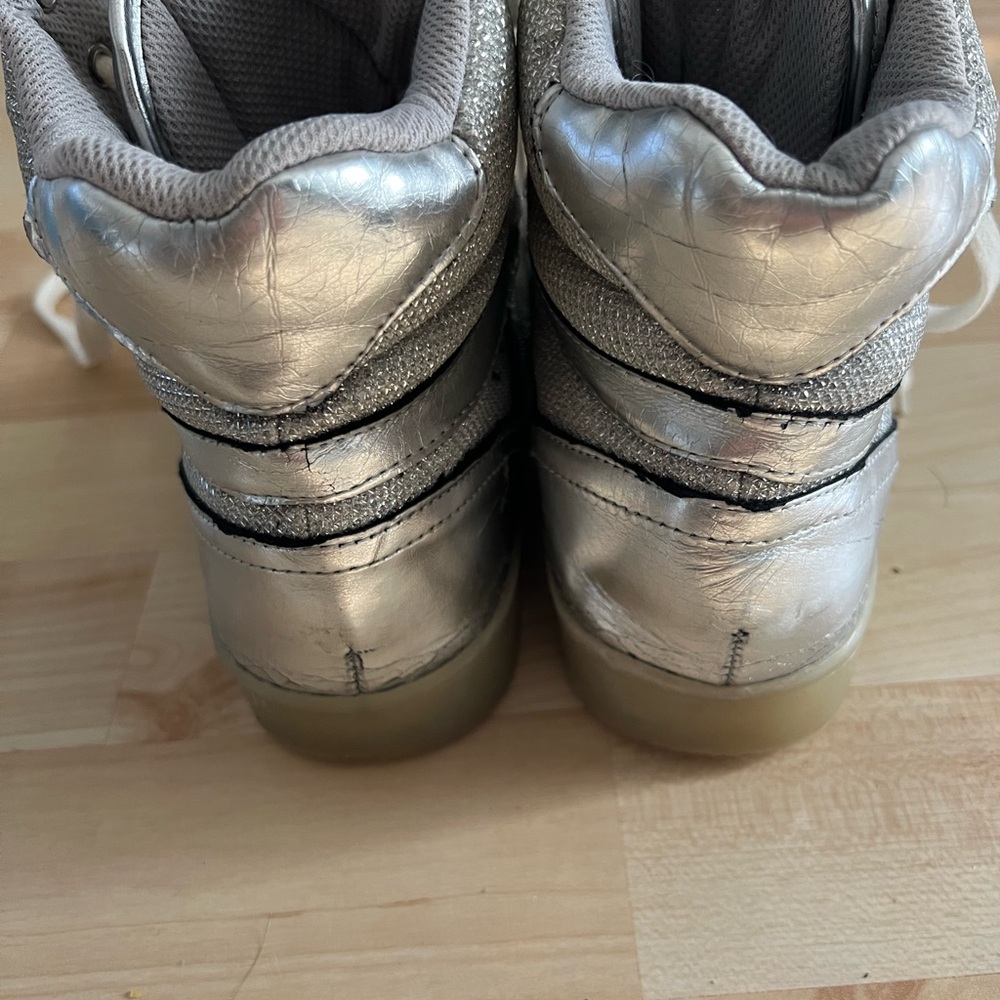 Bebe Metallic Silver High-Top Sneakers - Picture 4 of 10